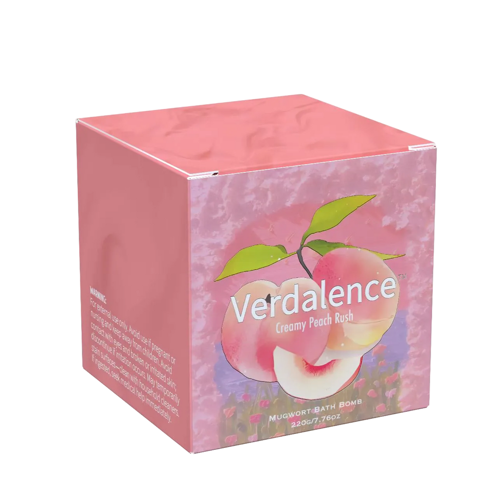 Verdalence™ Mugwort Bath Bomb — Creamy Peach Rush (220g)