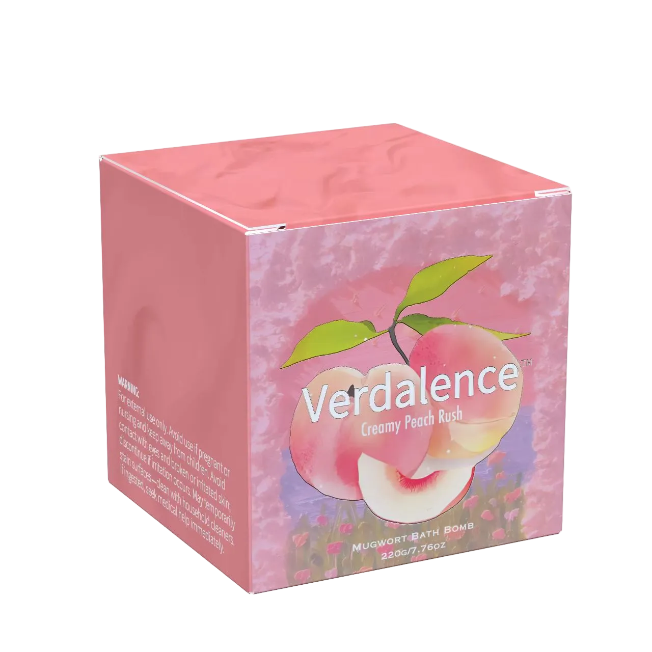 Verdalence™ Mugwort Bath Bomb — Creamy Peach Rush (220g)