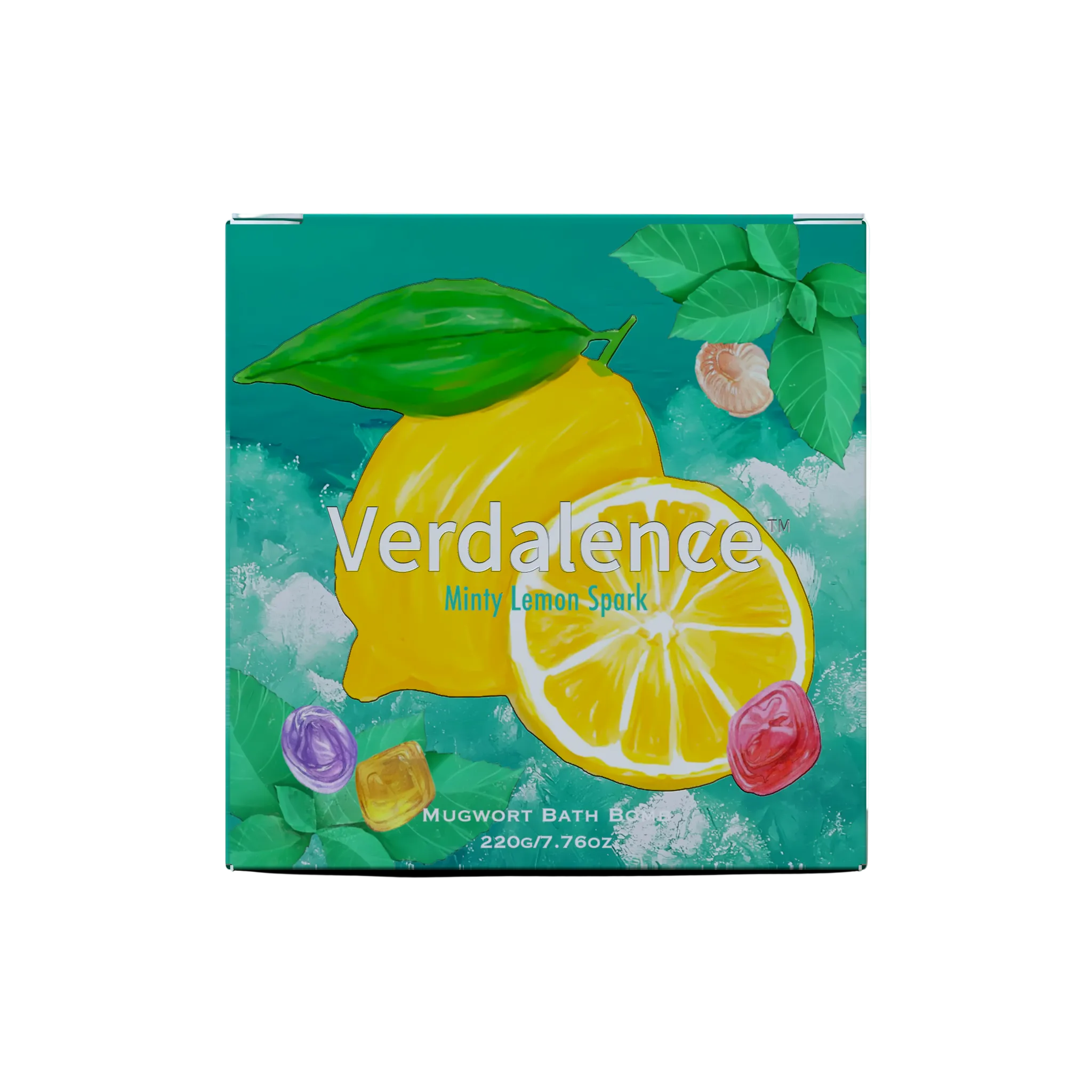Verdalence™ Mugwort Bath Bomb — Minty Lemon Spark (220g)